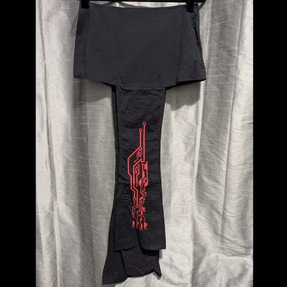 Vintage Cyberdog Loin Cloth Panel Skirt Red Circuitry Black Medium - Picture 1 of 8